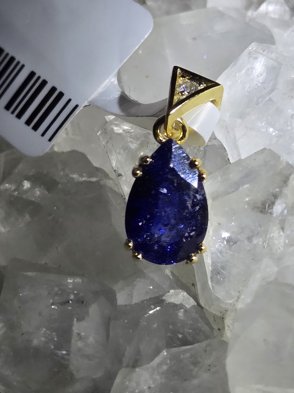 NWT Genuine Natural Blue Sapphire 18k Plated 925 Sterling Silver Pendant
